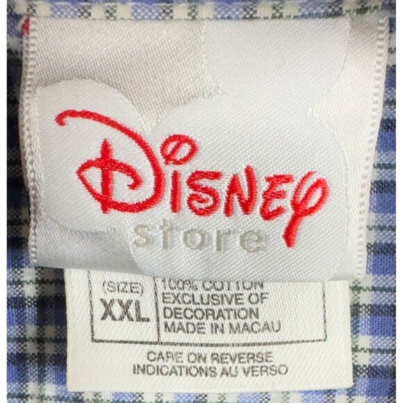 Vintage Disney Store Shirt Mens XXL Blue Plaid Tigger 68 Embroidered Pocket - Picture 5 of 11